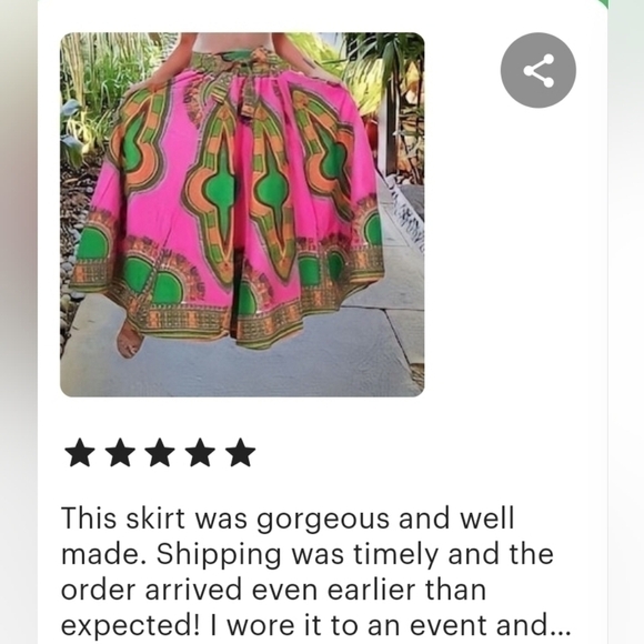 African Print Ankara Dashiki Kitenge w/ HEADSCARF head wrap Maxi Skirt Free size - Picture 2 of 2